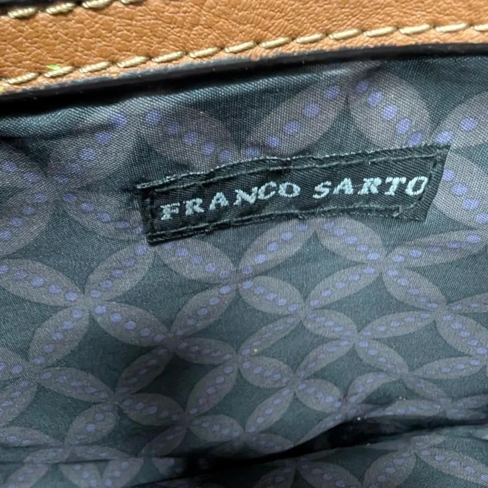 Franco Sarto navy blue‎ butterfly print tote bag with brown leather straps